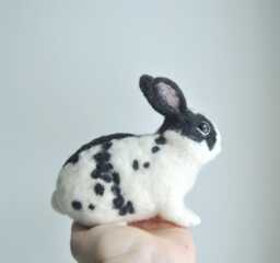 Custom Made Rabbit, Needle Felted Handmade Lifelike Felt Rabbit Harlequin Rabbit, Mini Rex, Dutch Rabbit Or Any Other Breed