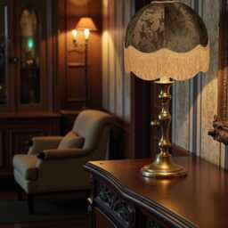 Bronze Paisley Print Fabric Lampshade With Antique Gold Fringe Handmade in The UK For Table & Floor Standard Lamp Shades, Ceiling Lights - thumbnail 3