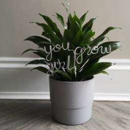 Wire Word Plant Marker Indoor Metal Sign Gift You Grow Girl - thumbnail 2
