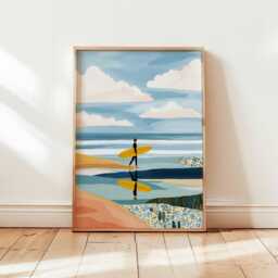 Surf Board Print, Beach Wall Art, Ocean Decor, Surfing Poster, Coastal Summer Gift Idea - thumbnail 1