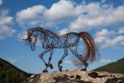 Unicorn Decor, Sculpture, Birthday Gift, Metal Animal, Wire Horse, Figurine, Fantasy Art - thumbnail 1