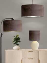 New Luxury Premium Quality Glamour Mocha Brown Drum Velvet Fabric With Brushed Lamp Shade Pendant Light in Multi Sizes & Shapes