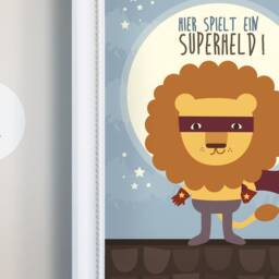 Children's Room Picture Superhero, Lion, Entrance, Poster, Print, Superhero Painting, Art Here Plays A - thumbnail 2