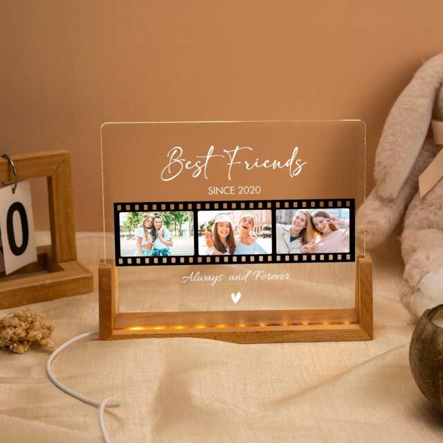 Custom Best Friend Lamp Personalized Besties Photo Light, Birthday Gift For Desk Plaque, Friendship For Her, Bff Night Light - image 1