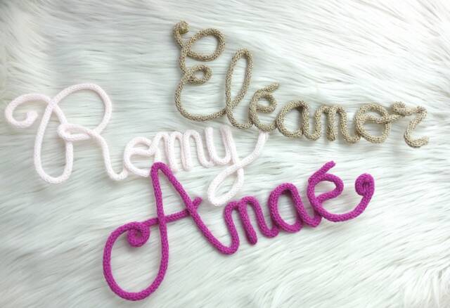 Knitted First Name, Baby Room Decoration, Wool Word, Birth Gift, Personalized Knitted - image 1