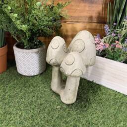 stone Garden Traditional 3 Toadstool Mushroom 2 Piece Concrete Ornament - thumbnail 2