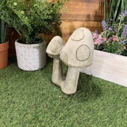 stone Garden Traditional 3 Toadstool Mushroom 2 Piece Concrete Ornament - thumbnail 4