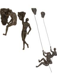 Large X4 Bronze Colour Figurine Wall Statues Climbers Rock Climbing Man Hanging On Wire Ornament Figure - thumbnail 1