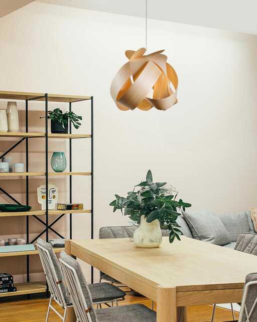 Scandinavian Wooden Veneer Globe Chandelier - Modern Minimalist Pendant Light For Dining Room - image 1
