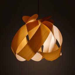 Scandinavian Wooden Veneer Globe Chandelier - Modern Minimalist Pendant Light For Dining Room - thumbnail 3