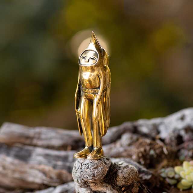 Hand Cast Brass Birdman Sculpture - Designer Art Toy - image 1