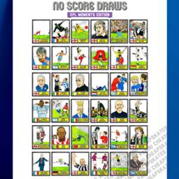 Epl Moments - No Score Draws Edition A3 Print Of 36 Wonky Hand-Drawn Panini-style Football Icons Cheapskate Art - thumbnail 2