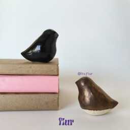 Mini Ceramic Bird Sculpture - Handmade Stoneware Figurine, Home Decor - thumbnail 1