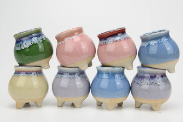 Mini Ceramic Planter Set Handmade Succulent Pot, Lithops Pot - image 1