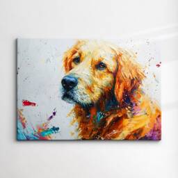 Colorful Golden Retriever Abstract Modern Oil Painting Wall Art Framed Canvas Poster Print Home Kitchen Office Room Decor Dog Gift Ideas - thumbnail 3