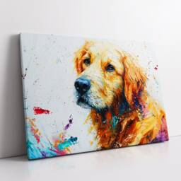 Colorful Golden Retriever Abstract Modern Oil Painting Wall Art Framed Canvas Poster Print Home Kitchen Office Room Decor Dog Gift Ideas - thumbnail 2