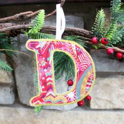 Liberty Print Christmas Bauble - Baby's First Personalised Letter Gift Tag Initial Present Label Festive Garland - thumbnail 2