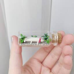 Axolotl Aquarium in Glass-Bottle/Unique Miniature Figure/ Handmade Artwork - thumbnail 3