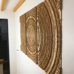 Large 3D Wood Wall Art Panel - Birch Plywood Triptych, Sculptural Statement Decor, Trunk - thumbnail 2