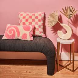 Pink Check Tufted Pillow, Gift For A Girl, Guy, Housewarming Present, Dorm - thumbnail 2
