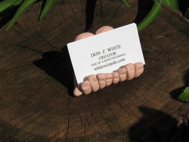 Sculpted Clay Hands Business Card Holder - image 1
