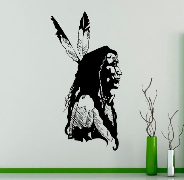 Native American Chief Wall Vinyl Decal Indian Sticker Wildlife Home Interior Bedroom Removable Decor Graphics 5(Na - image 1