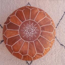 Leather Pouf, Moroccan Poufmoroccan Ottoman Pouf Foostoolmoroccan Leatherpoufsttuning Moroccan - thumbnail 2