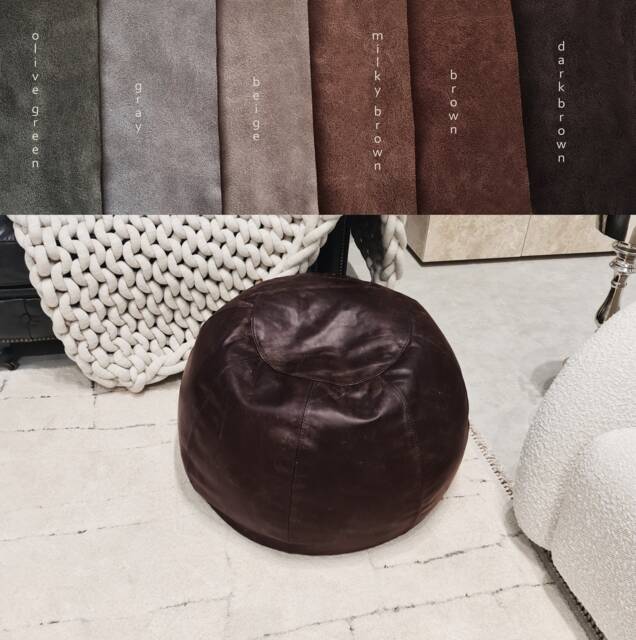 Faux Leather Ottoman Pouf Cover Shabby Chic Home Decor - image 1