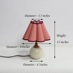 Handmade Scallop Pink Orange Fabric Table Lamp With Ceramic Base-102# - thumbnail 2