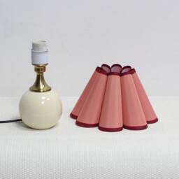 Handmade Scallop Pink Orange Fabric Table Lamp With Ceramic Base-102# - thumbnail 3