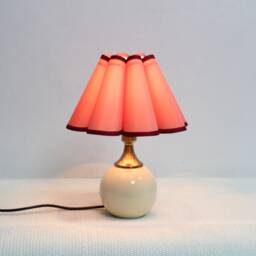 Handmade Scallop Pink Orange Fabric Table Lamp With Ceramic Base-102#