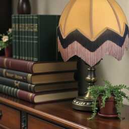 Handmade Gold Art Deco Lampshade & Black Fringe, Bespoke British Made - thumbnail 2
