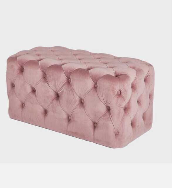 Fully Upholstered Rectangular Chesterfield Footstool Ottoman - Handmade Cube-style Footrest Or Coffee Table Size 76x42x34cm - image 1