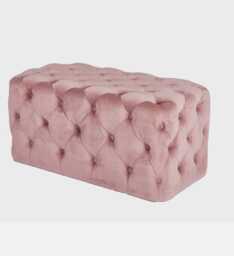 Fully Upholstered Rectangular Chesterfield Footstool Ottoman - Handmade Cube-style Footrest Or Coffee Table Size 76x42x34cm