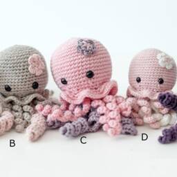 Crochet Octopus Soft Toy - Amigurumi Child Plush Birth Gift - thumbnail 2