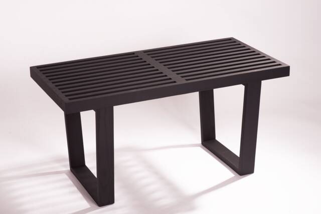 Handmade Black Hardwood Entryway Bench With Cushion - 36 - image 1