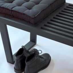 Handmade Black Hardwood Entryway Bench With Cushion - 36 - thumbnail 2