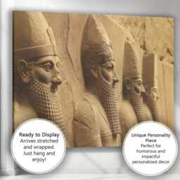 Ancient Persian Stone Guardian Relief Historical Sculpture Architecture Canvas Wall Art Print Decor Picture Ready To Hang - thumbnail 3