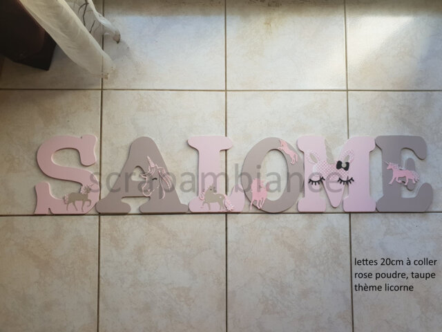 Wooden Letter/Baby Room Door Plaque First Name To Stick Personalized Unicorn Theme - image 1