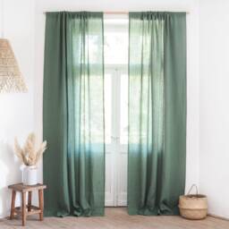 Green Rod Pocket Linen Curtain Panel Made Of Medium/1 Pcs - thumbnail 2