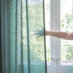 Green Rod Pocket Linen Curtain Panel Made Of Medium/1 Pcs - thumbnail 3