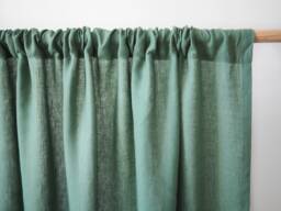 Green Rod Pocket Linen Curtain Panel Made Of Medium/1 Pcs