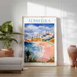 Albufeira Travel Print, Poster, Portugal Wall Art, Vintage Gift - thumbnail 2