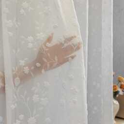 White Flower Sheer Curtains Custom For Bedroom Living Room - thumbnail 3