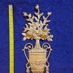 Ornate Applique Panel Louis Xvi Floral Urn Gilt White French Style Decorative Wall Furniture Onlay Moulding Pediment Plastic Decoration - thumbnail 3