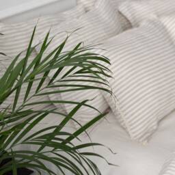 Striped Linen Pillow Case With Ties - Pinstriped Standard, Queen, King Sizes - Off White - thumbnail 3