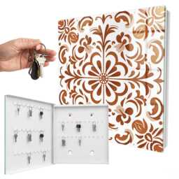 Ornamental Pattern Wall Mounted Key Cabinet, Brown Industrial Box, Classic Backgrounds & Patterns, For Lovers - thumbnail 2