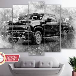 Chevrolet Silverado 2500 Hd Truck Canvas Print, Off Road Wall Art, Canvas, Poster, Pickup - thumbnail 4