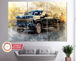 Chevrolet Silverado 2500 Hd Truck Canvas Print, Off Road Wall Art, Canvas, Poster, Pickup - thumbnail 1