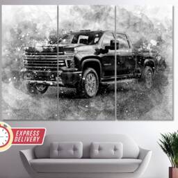Chevrolet Silverado 2500 Hd Truck Canvas Print, Off Road Wall Art, Canvas, Poster, Pickup - thumbnail 2
